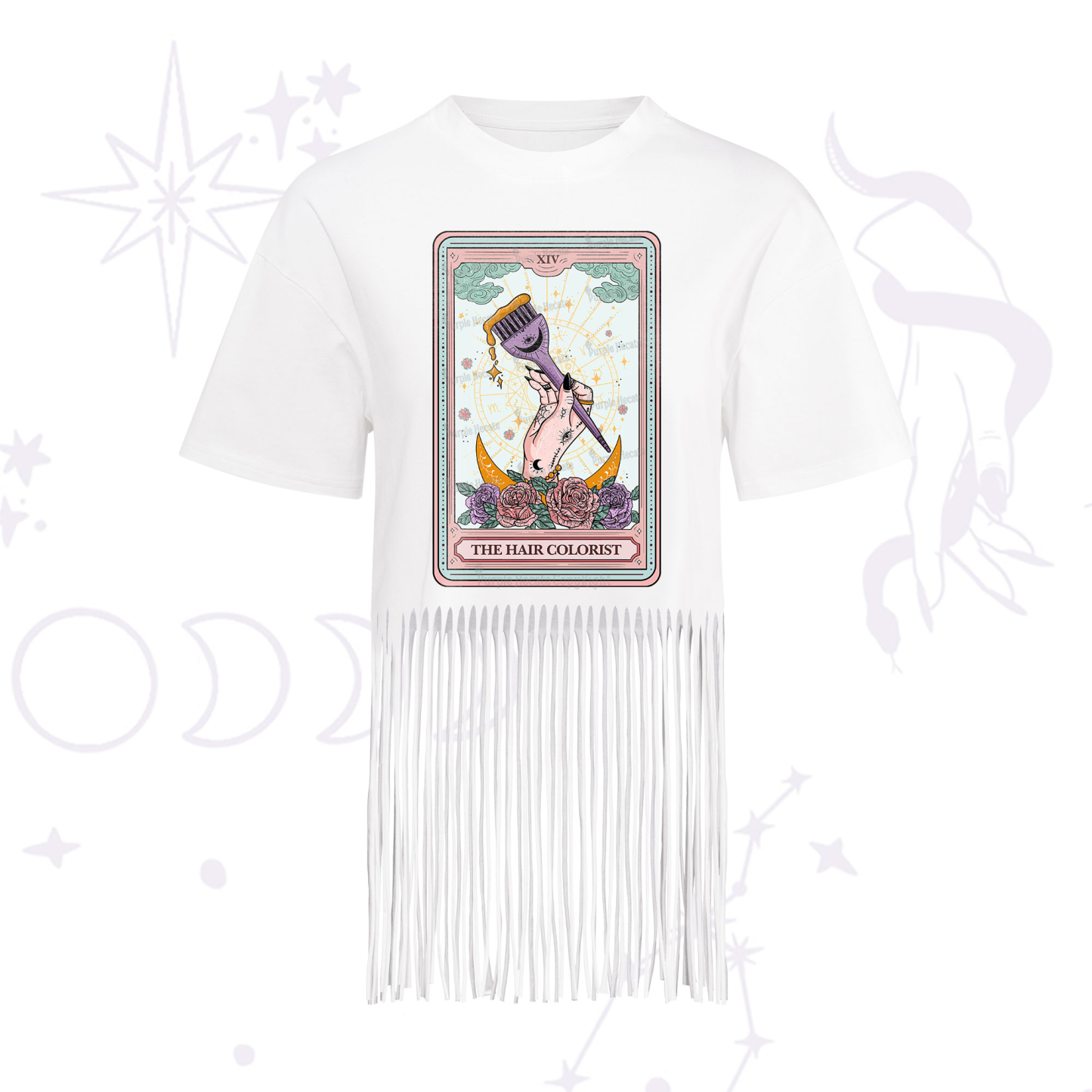Purplehecate The Hair Colorist Tarot Fringe Hem T-Shirt