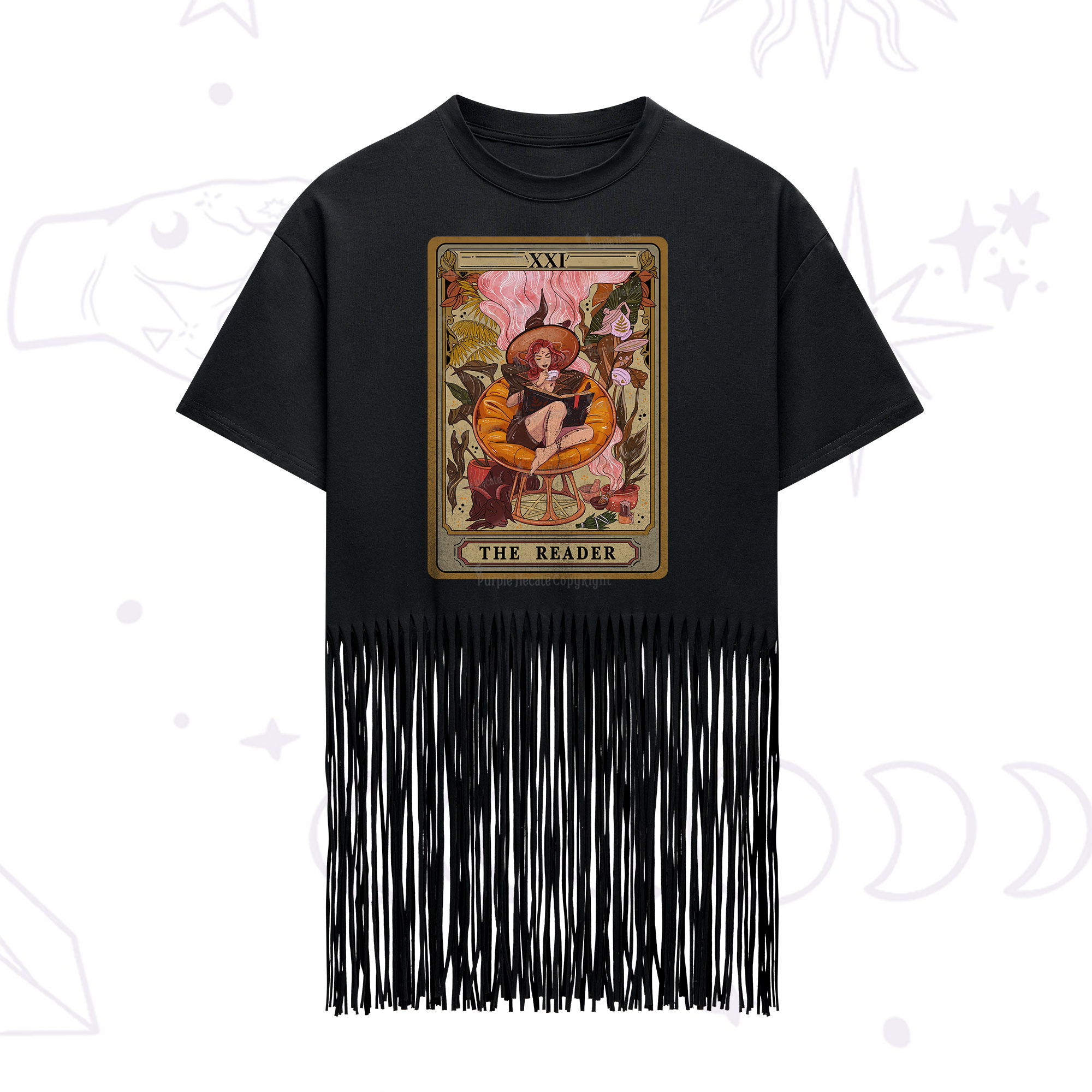 Purplehecate The Audacity Tarot Card Fringe Hem T-Shirt