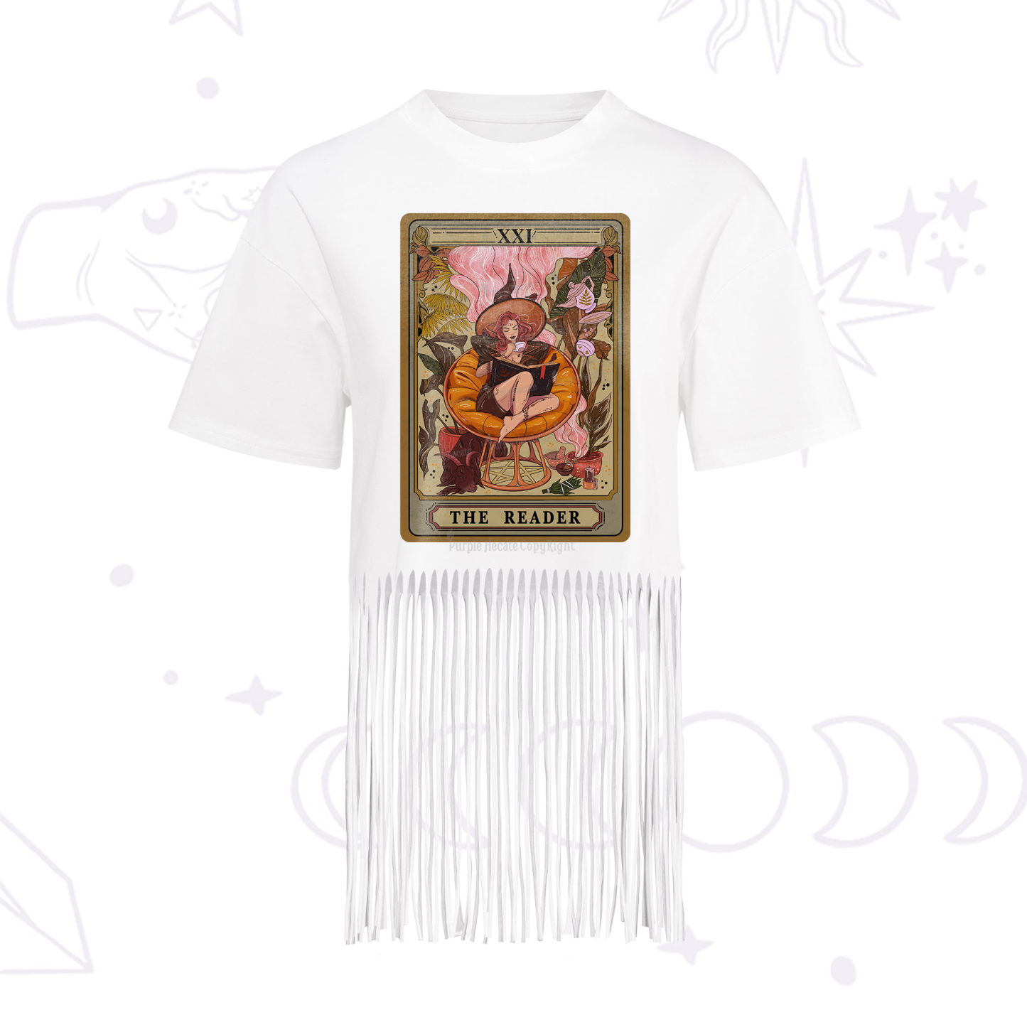 Purplehecate The Audacity Tarot Card Fringe Hem T-Shirt
