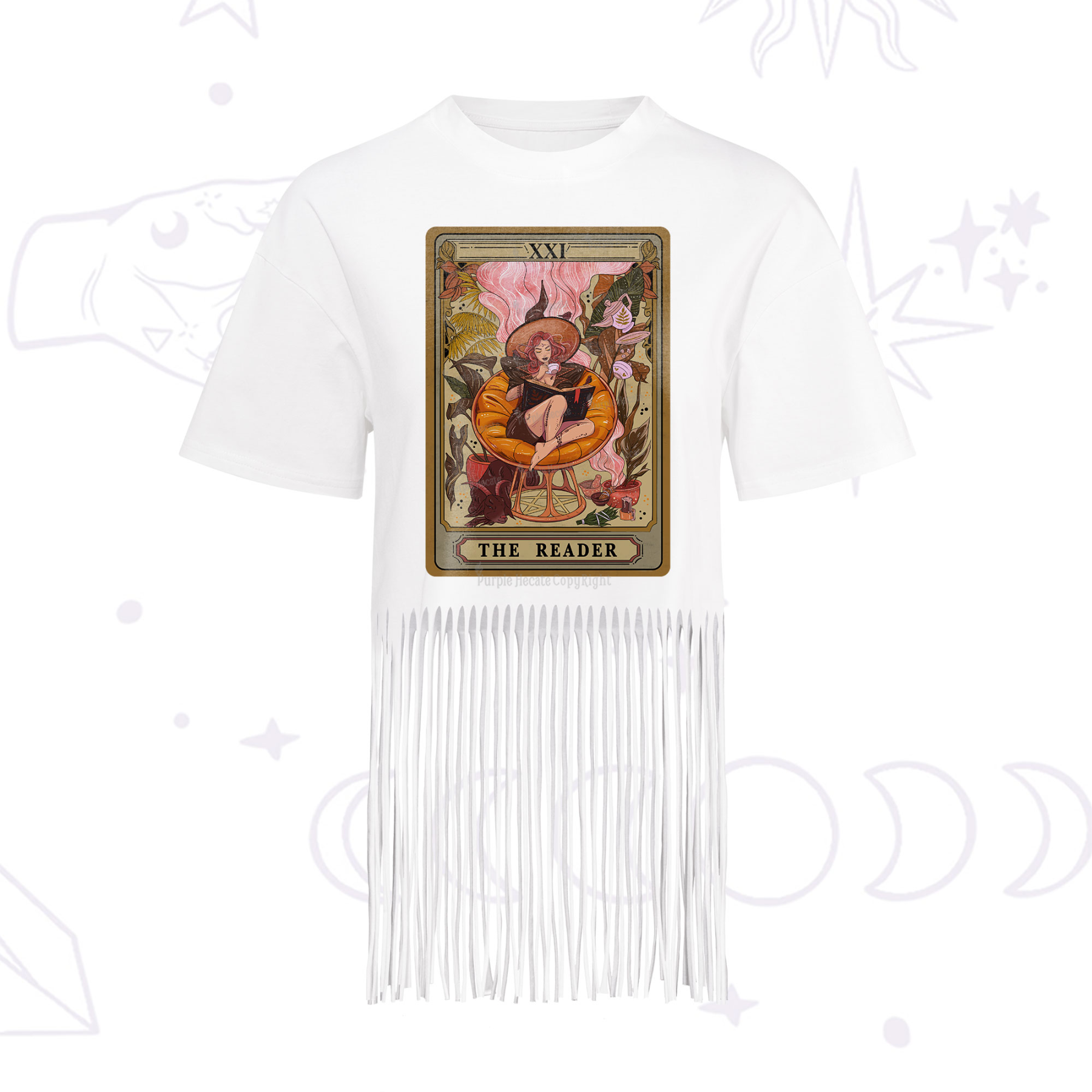Purplehecate The Audacity Tarot Card Fringe Hem T-Shirt
