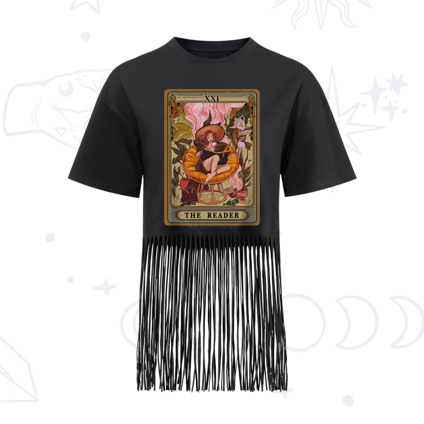 Purplehecate The Audacity Tarot Card Fringe Hem T-Shirt