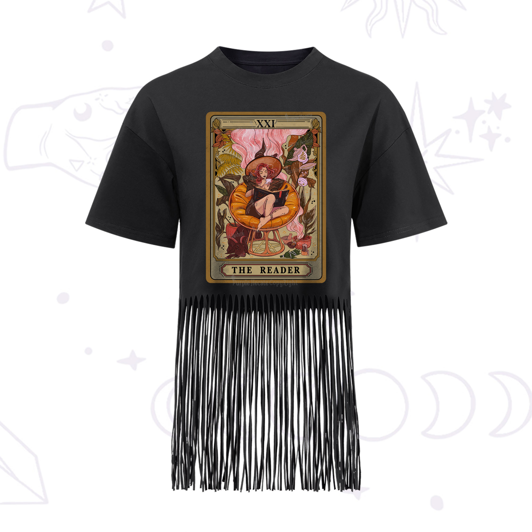 Purplehecate The Audacity Tarot Card Fringe Hem T-Shirt