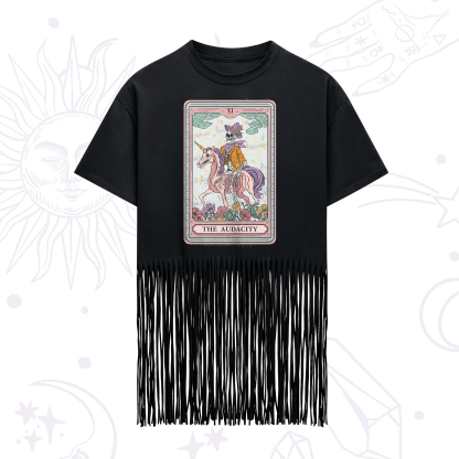 Purplehecate The Audacity Tarot Card Fringe Hem T-Shirt