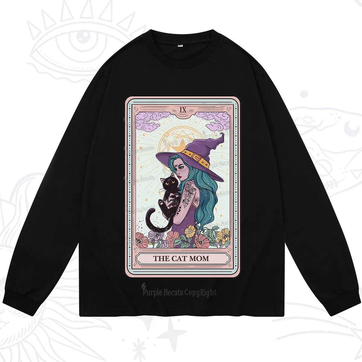 Purplehecate The Gothic Cat Mom Tarot Long Sleeve T-Shirt