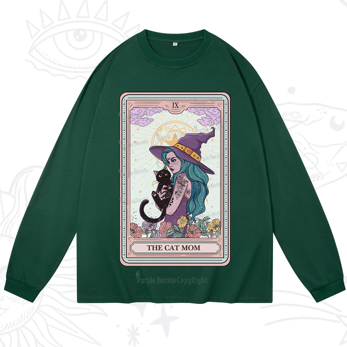 Purplehecate The Gothic Cat Mom Tarot Long Sleeve T-Shirt