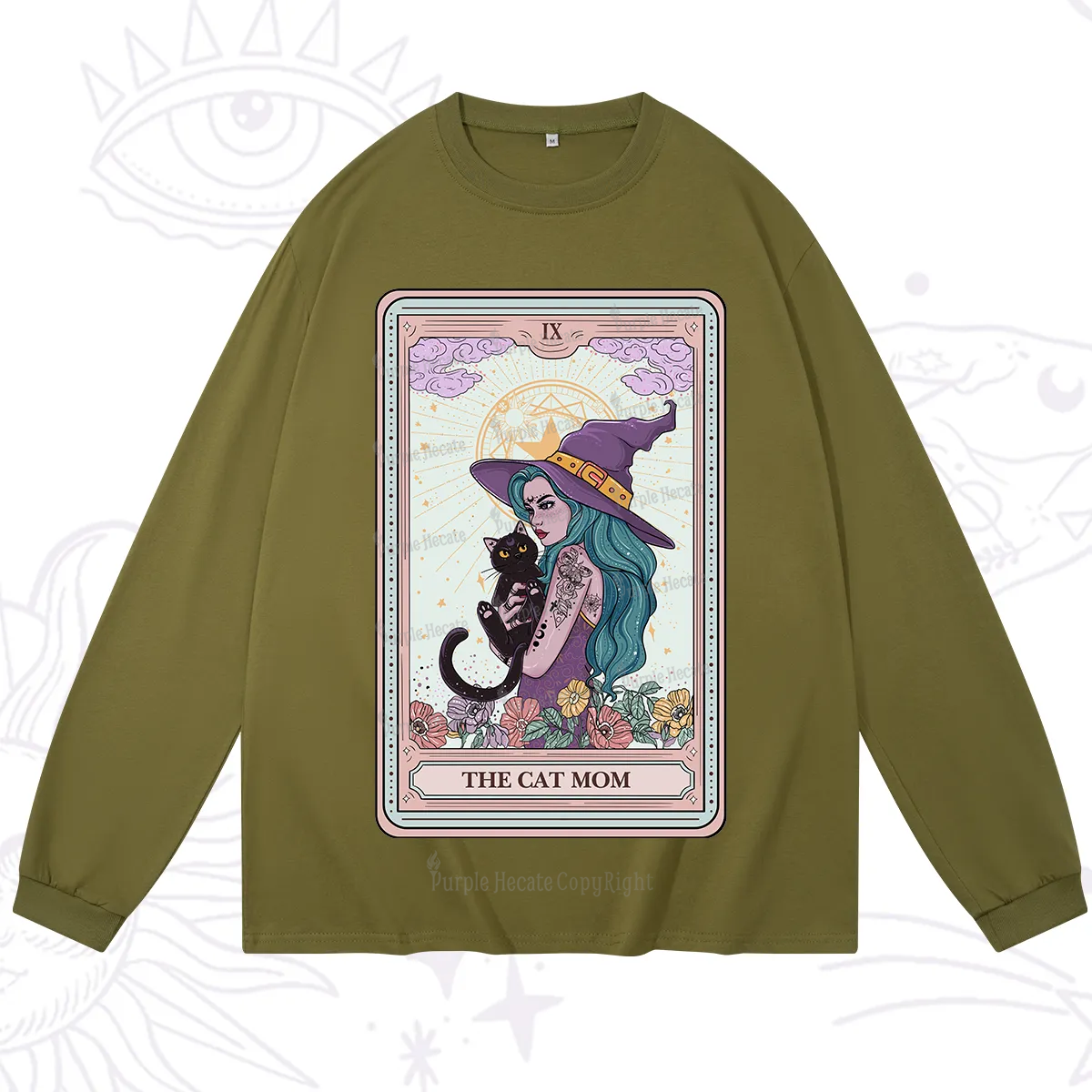 Purplehecate The Gothic Cat Mom Tarot Long Sleeve T-Shirt