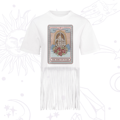 Purplehecate The Zero Of Fucks Tarot Fringe Hem T-Shirt