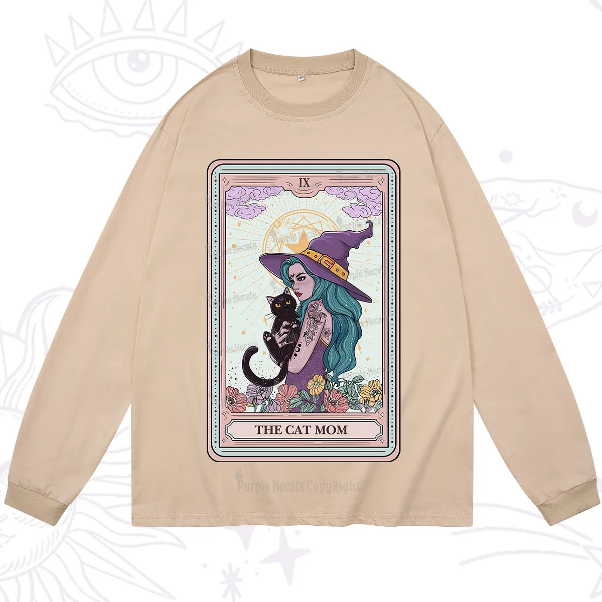 Purplehecate The Gothic Cat Mom Tarot Long Sleeve T-Shirt