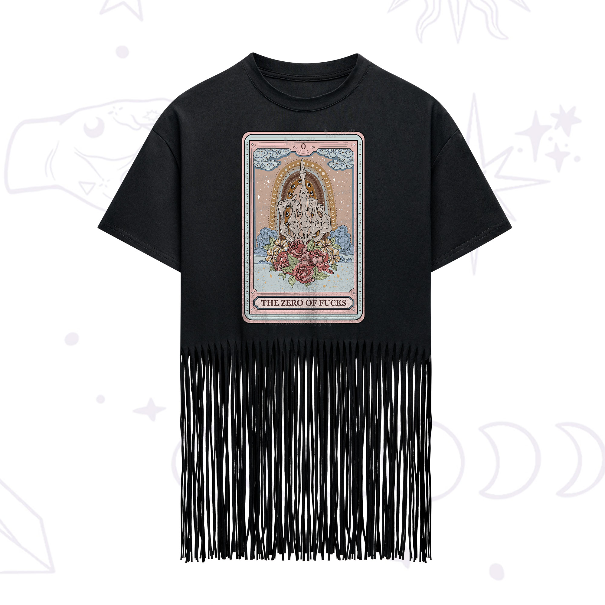 Purplehecate The Zero Of Fucks Tarot Fringe Hem T-Shirt