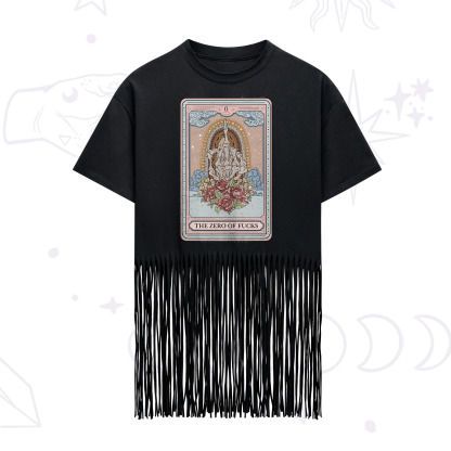 Purplehecate The Zero Of Fucks Tarot Fringe Hem T-Shirt