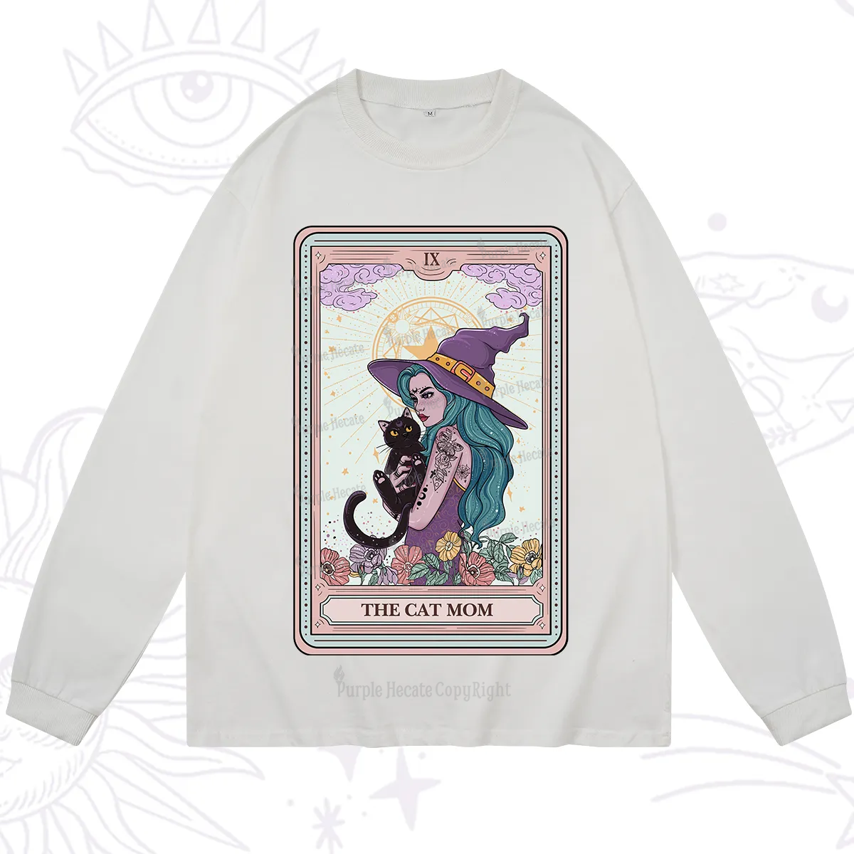 Purplehecate The Gothic Cat Mom Tarot Long Sleeve T-Shirt