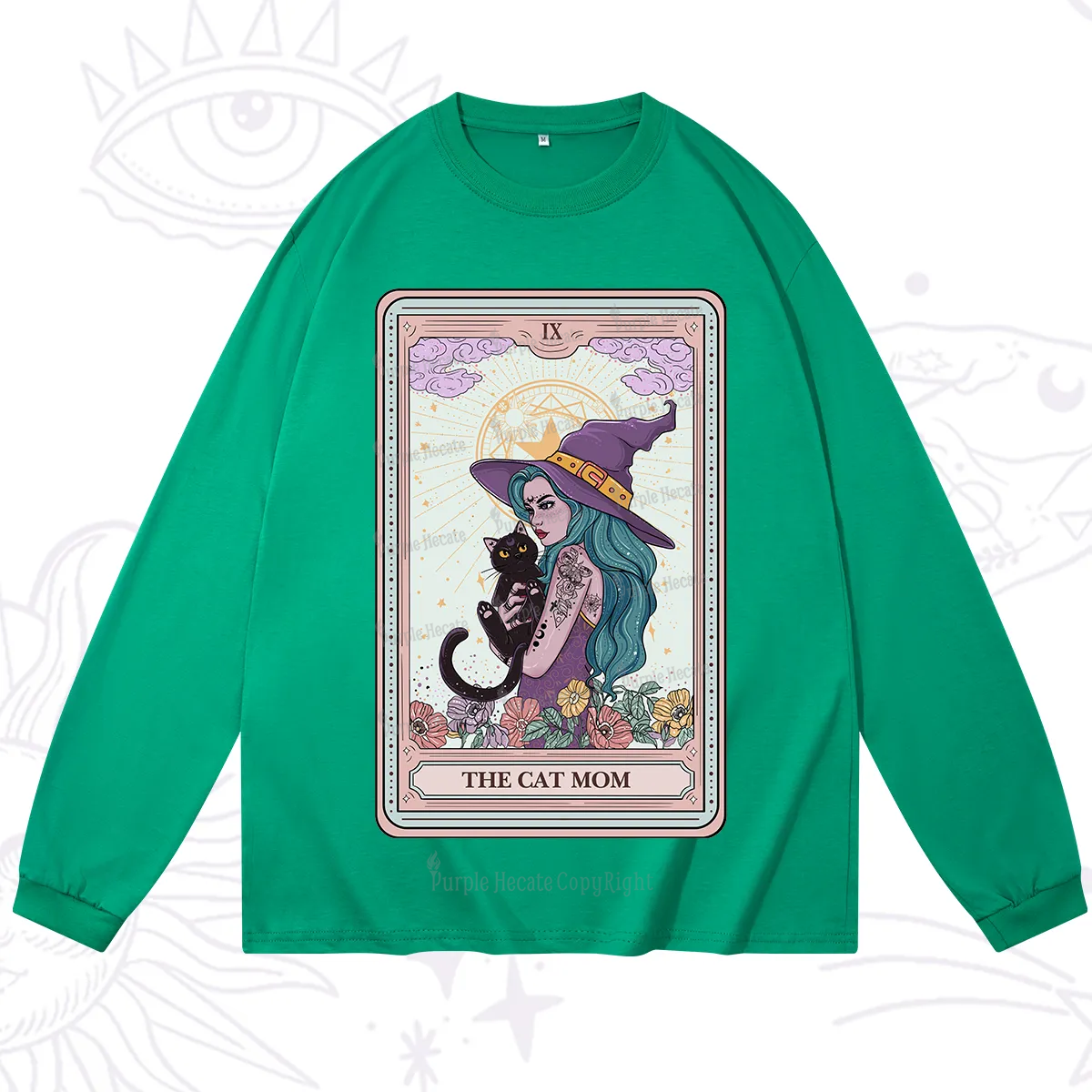 Purplehecate The Gothic Cat Mom Tarot Long Sleeve T-Shirt