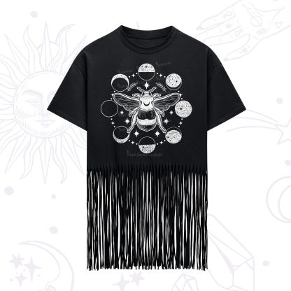 Purplehecate Moon Bee Fringe Hem T-Shirt