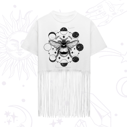 Purplehecate Moon Bee Fringe Hem T-Shirt