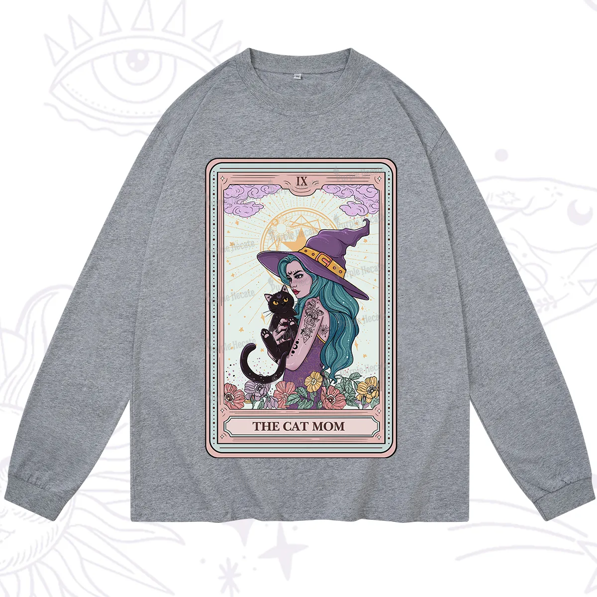 Purplehecate The Gothic Cat Mom Tarot Long Sleeve T-Shirt