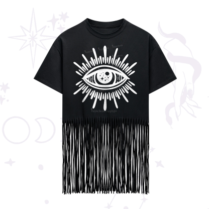 Purplehecate Evil Eye Fringe Hem T-Shirt