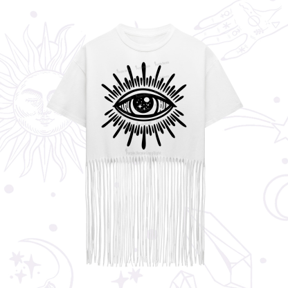 Purplehecate Evil Eye Fringe Hem T-Shirt