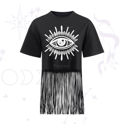 Purplehecate Evil Eye Fringe Hem T-Shirt