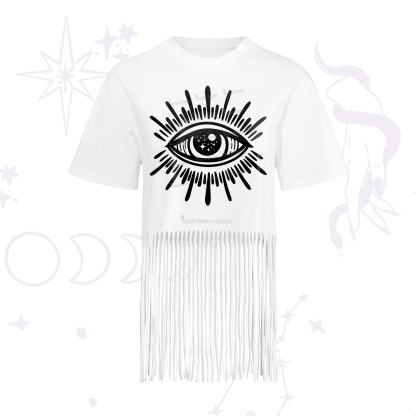 Purplehecate Evil Eye Fringe Hem T-Shirt