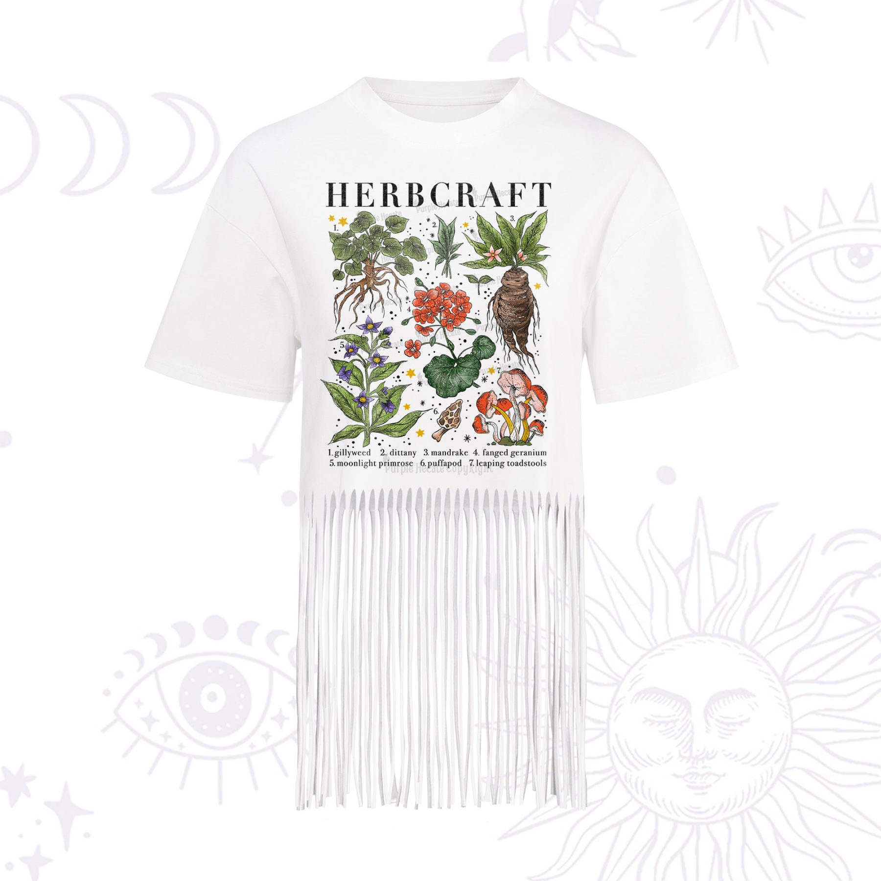 Purplehecate Magical Herbcraft Fringe Hem T-Shirt