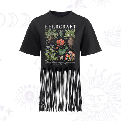 Purplehecate Magical Herbcraft Fringe Hem T-Shirt