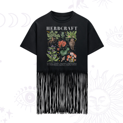 Purplehecate Magical Herbcraft Fringe Hem T-Shirt