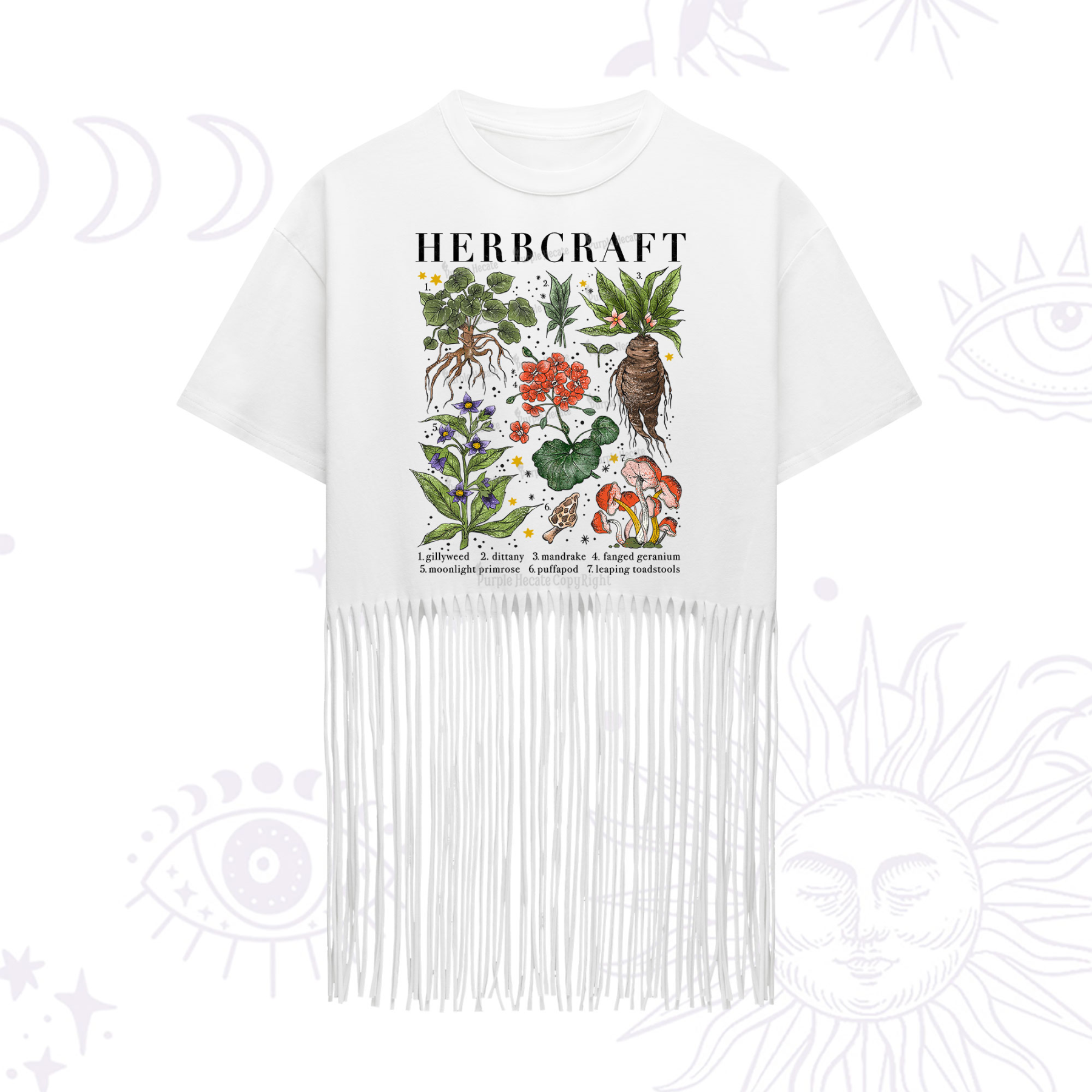 Purplehecate Magical Herbcraft Fringe Hem T-Shirt