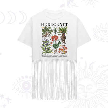 Purplehecate Magical Herbcraft Fringe Hem T-Shirt