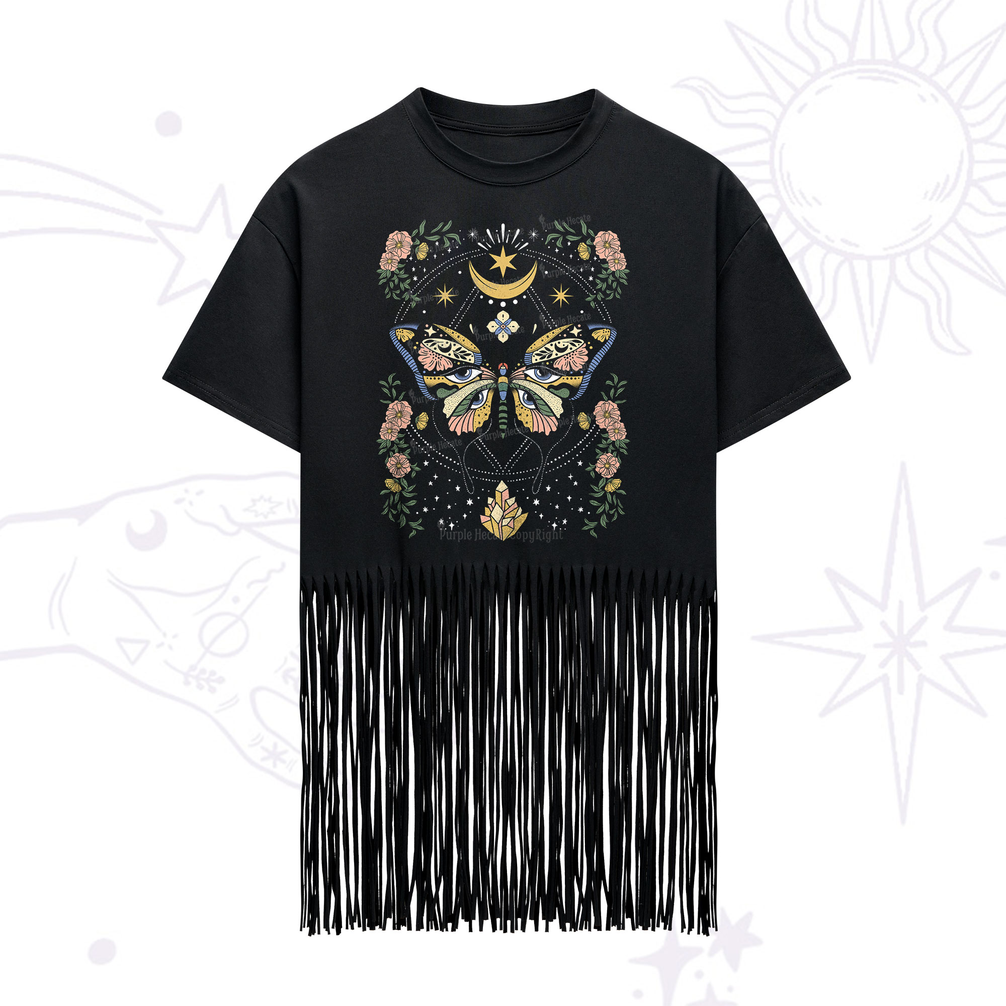 Purplehecate I Am Opening Fringe Hem T-Shirt