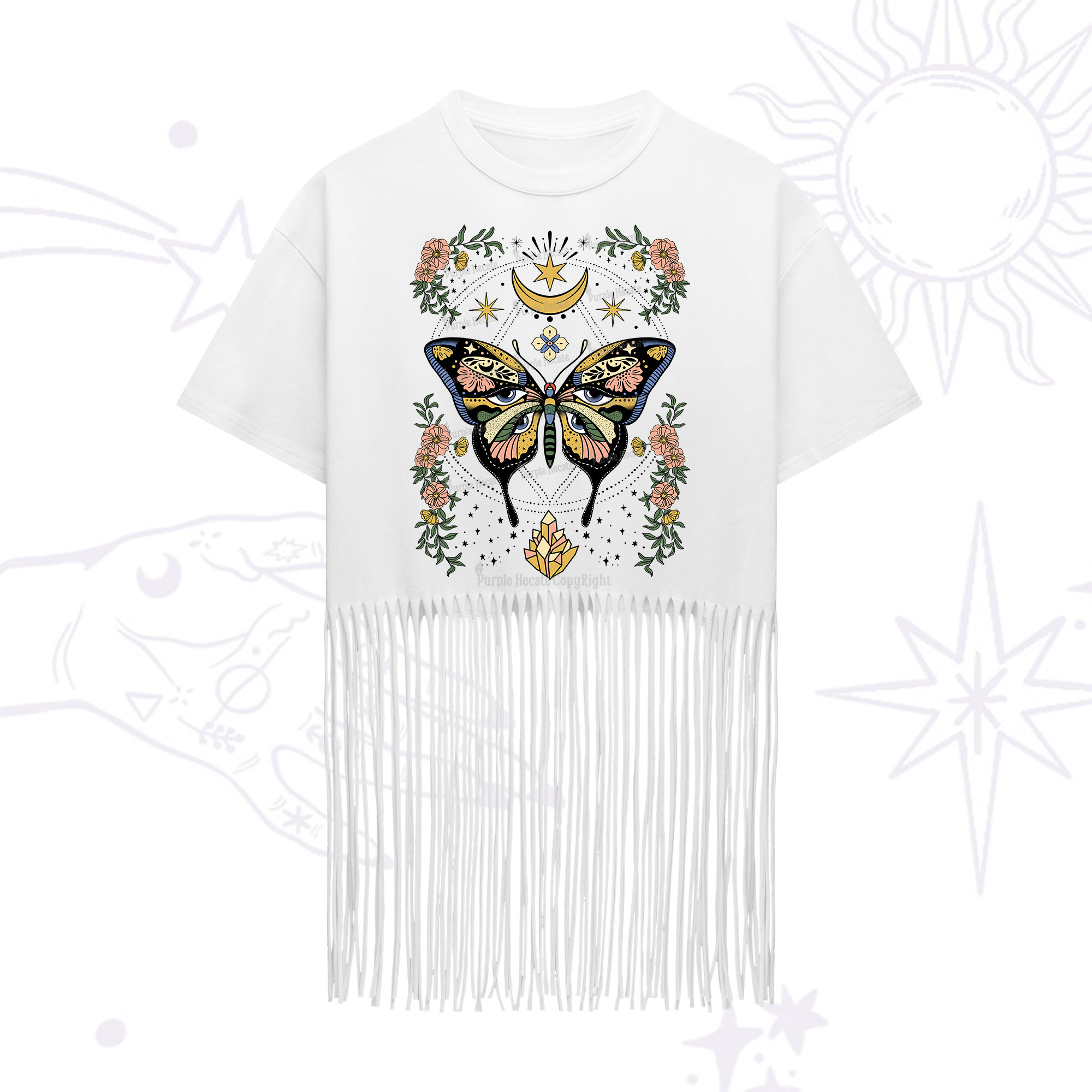 Purplehecate I Am Opening Fringe Hem T-Shirt