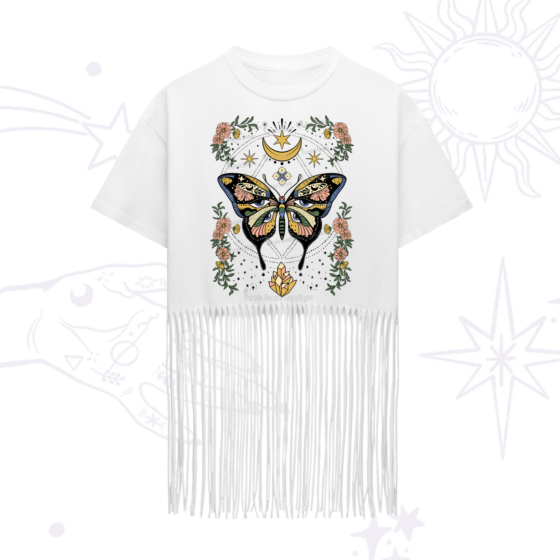 Purplehecate I Am Opening Fringe Hem T-Shirt