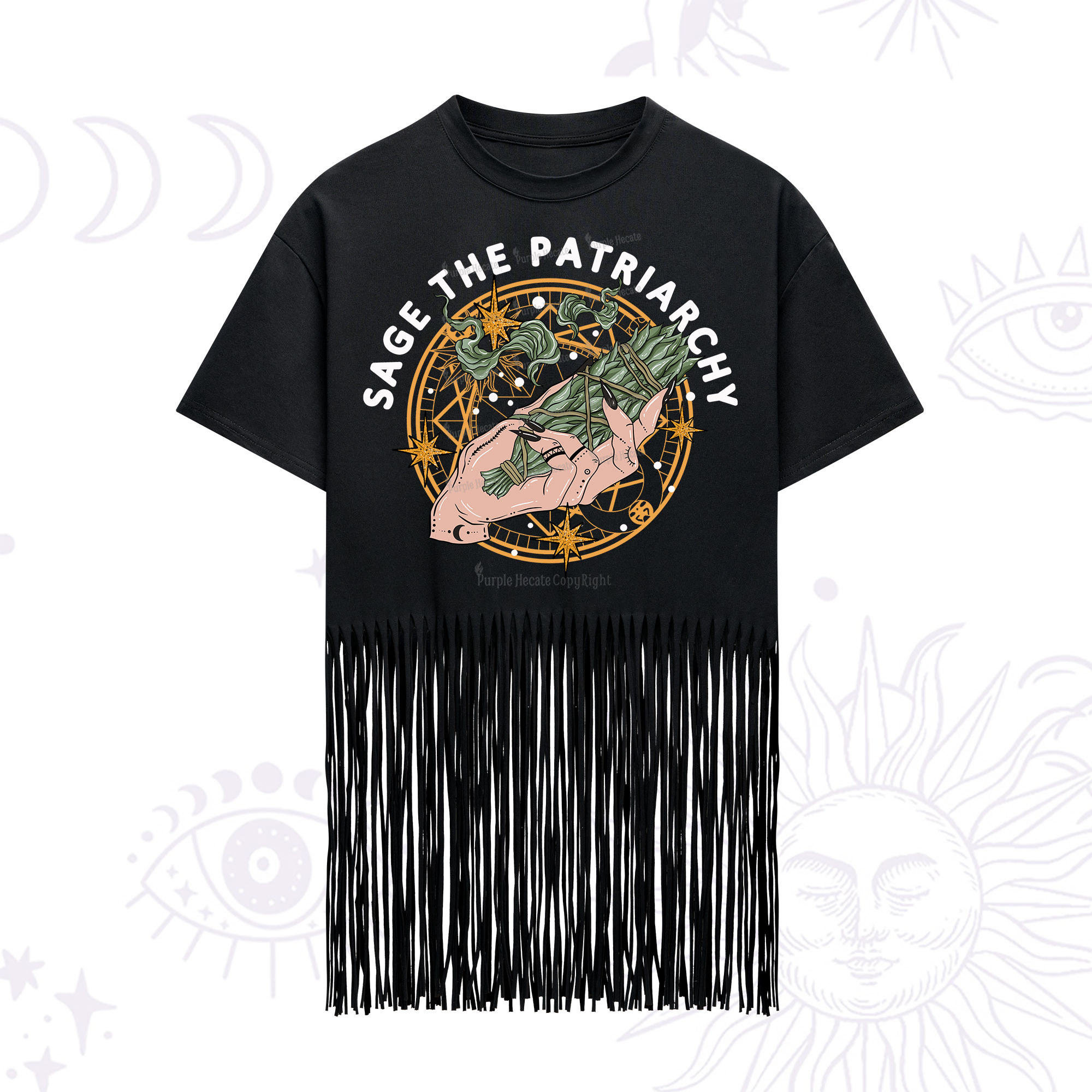 Purplehecate Sage The Patriarchy Fringe Hem T-Shirt