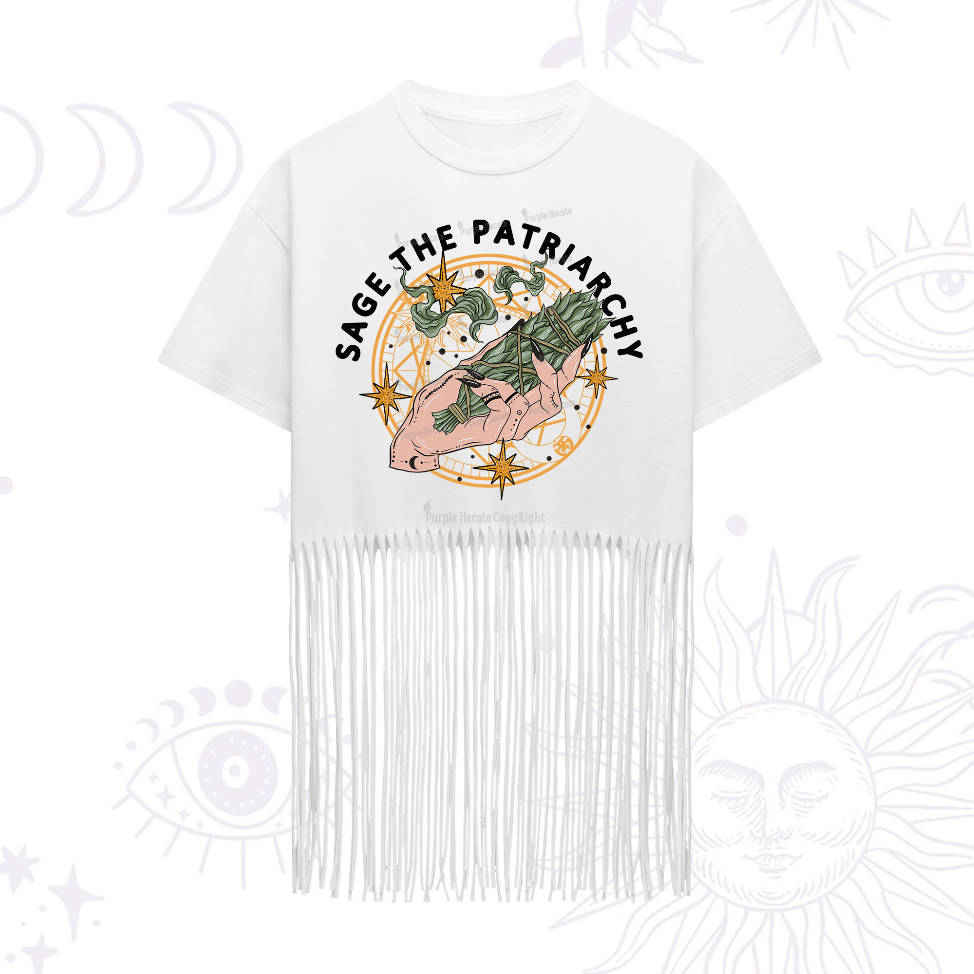 Purplehecate Sage The Patriarchy Fringe Hem T-Shirt