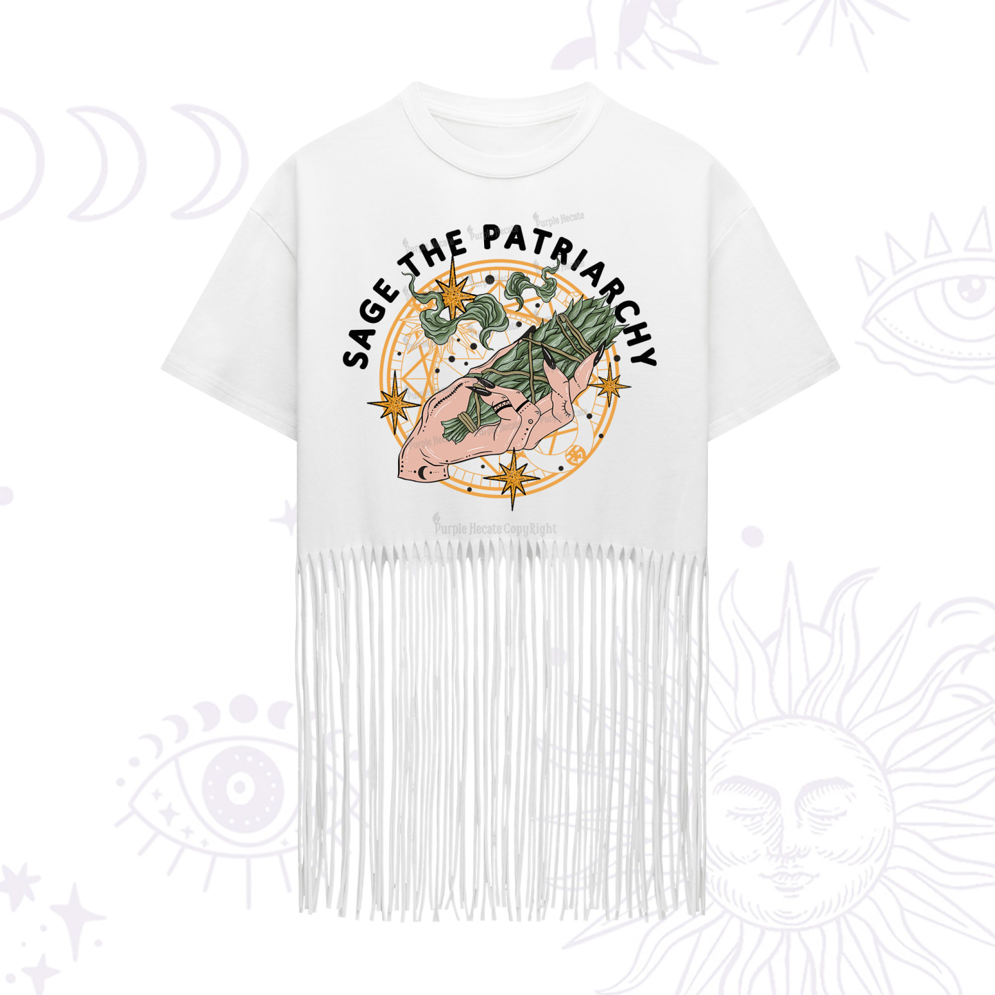 Purplehecate Sage The Patriarchy Fringe Hem T-Shirt