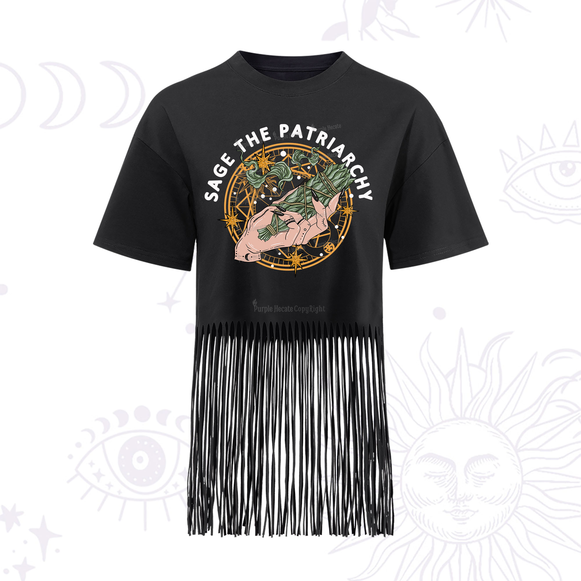 Purplehecate Sage The Patriarchy Fringe Hem T-Shirt