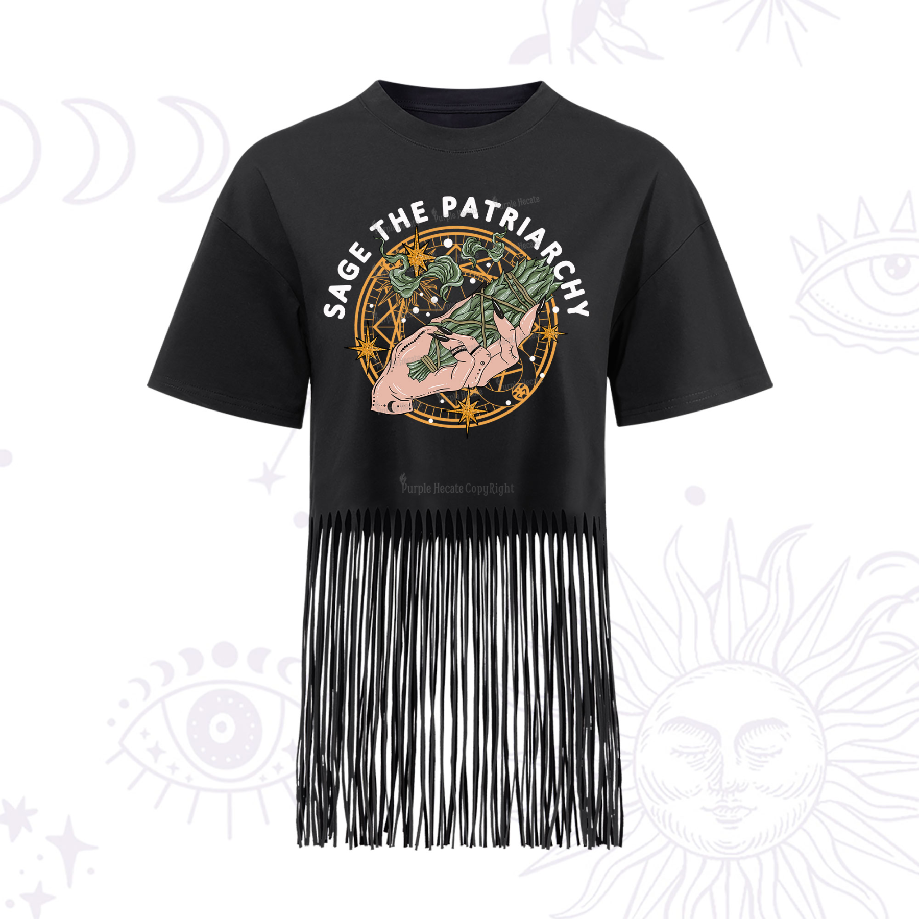 Purplehecate Sage The Patriarchy Fringe Hem T-Shirt
