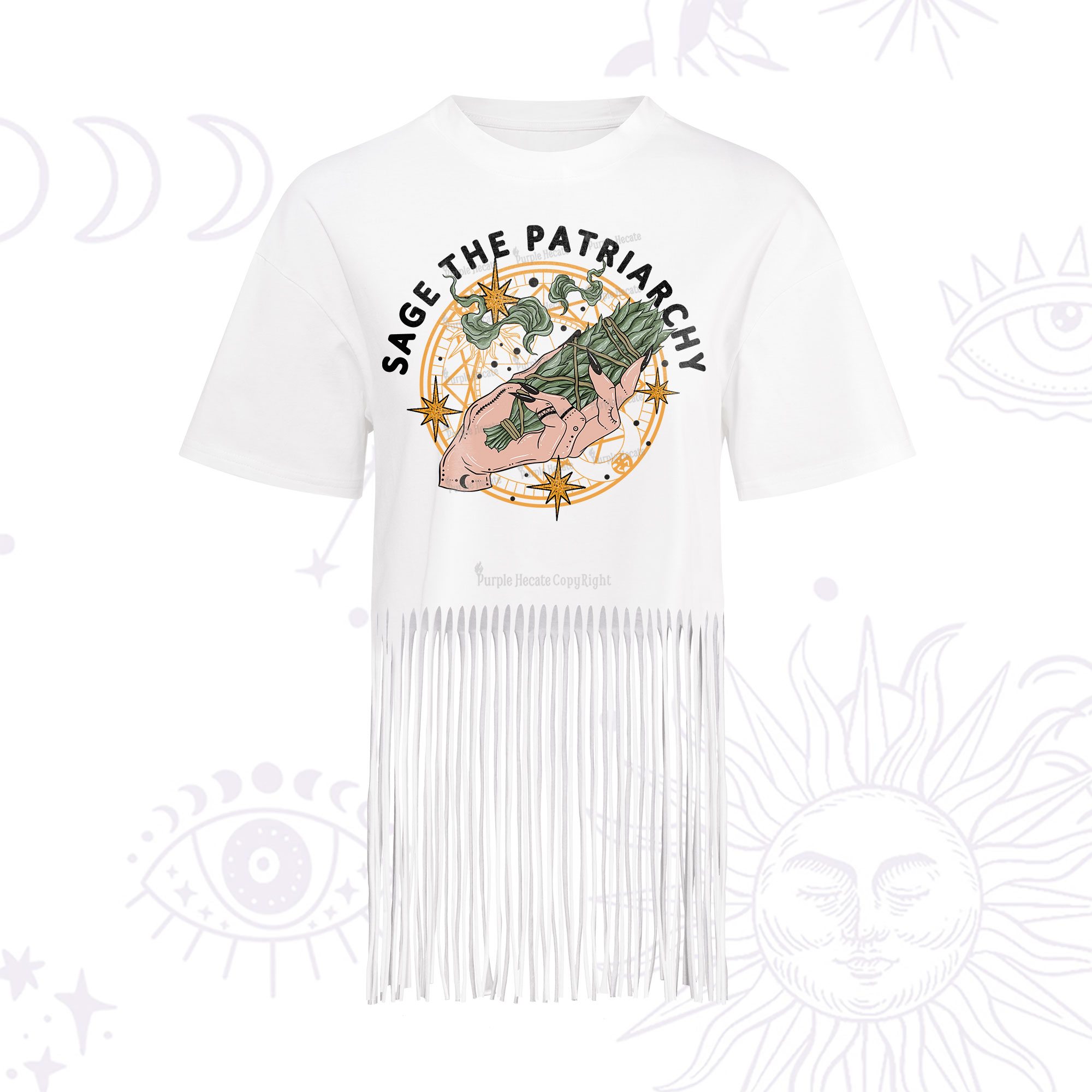 Purplehecate Sage The Patriarchy Fringe Hem T-Shirt