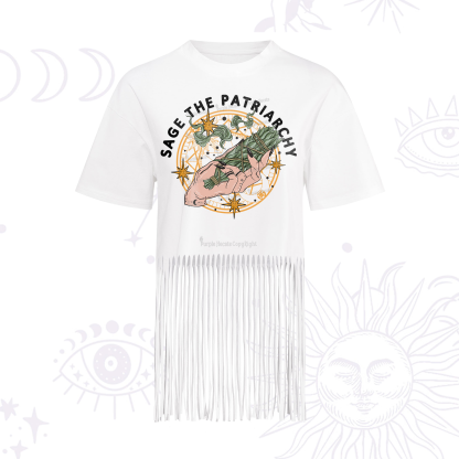 Purplehecate Sage The Patriarchy Fringe Hem T-Shirt