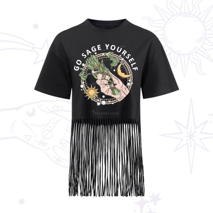 Purplehecate Go Sage Yourself Fringe Hem T-Shirt
