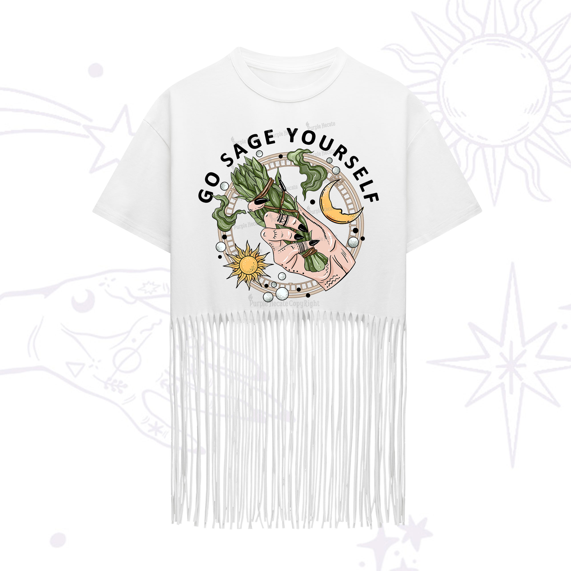 Purplehecate Go Sage Yourself Fringe Hem T-Shirt