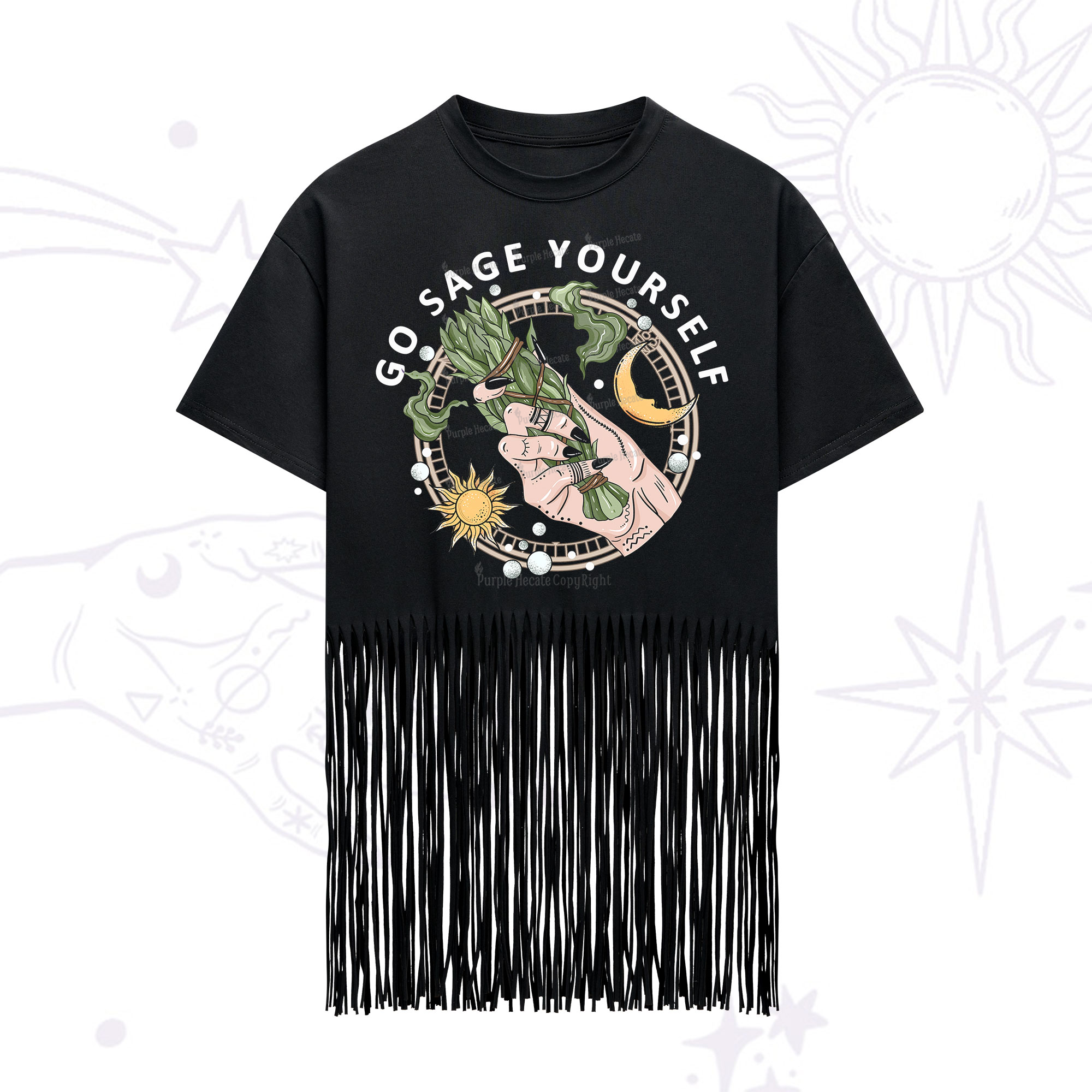 Purplehecate Go Sage Yourself Fringe Hem T-Shirt