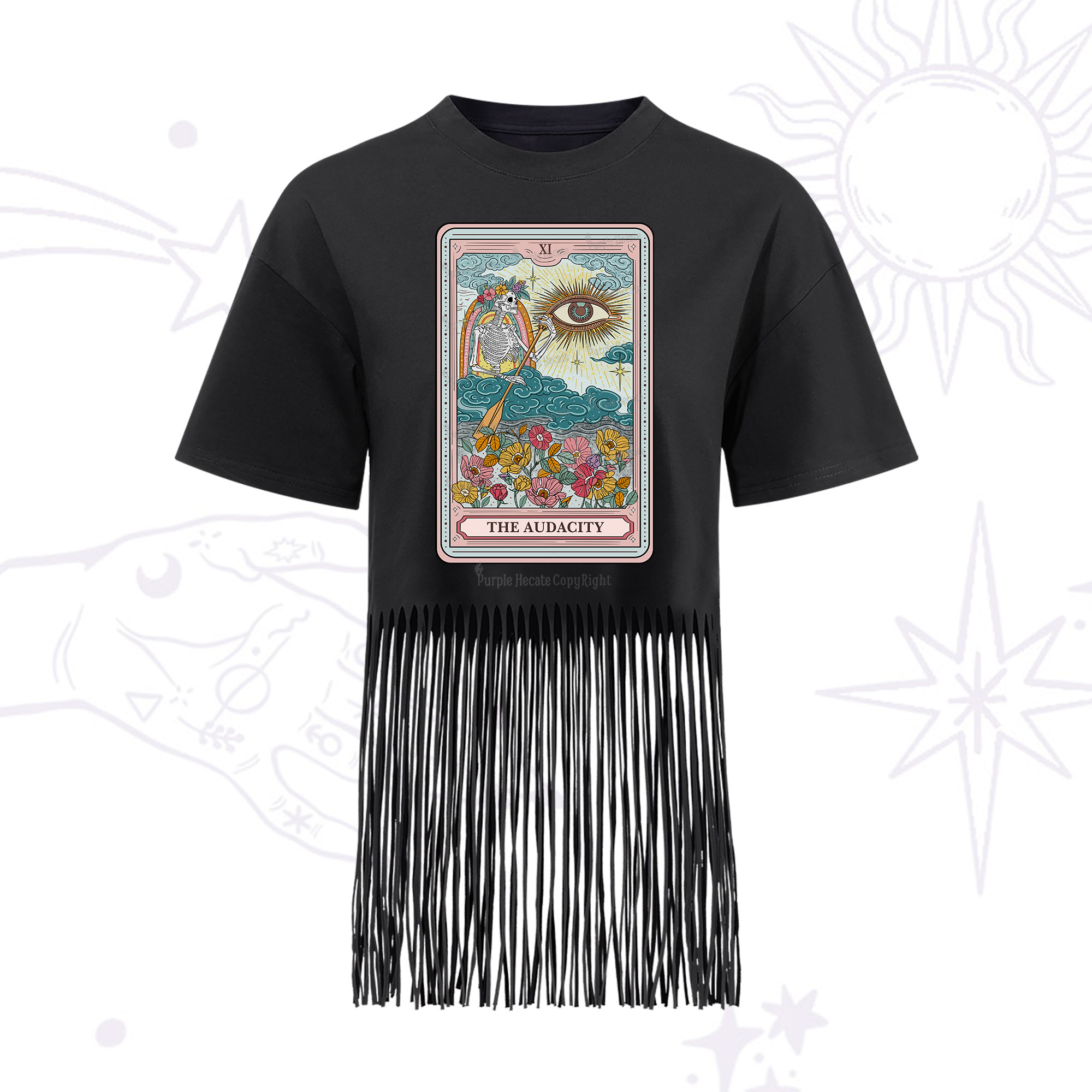 Purplehecate The Audacity Tarot Fringe Hem T-Shirt