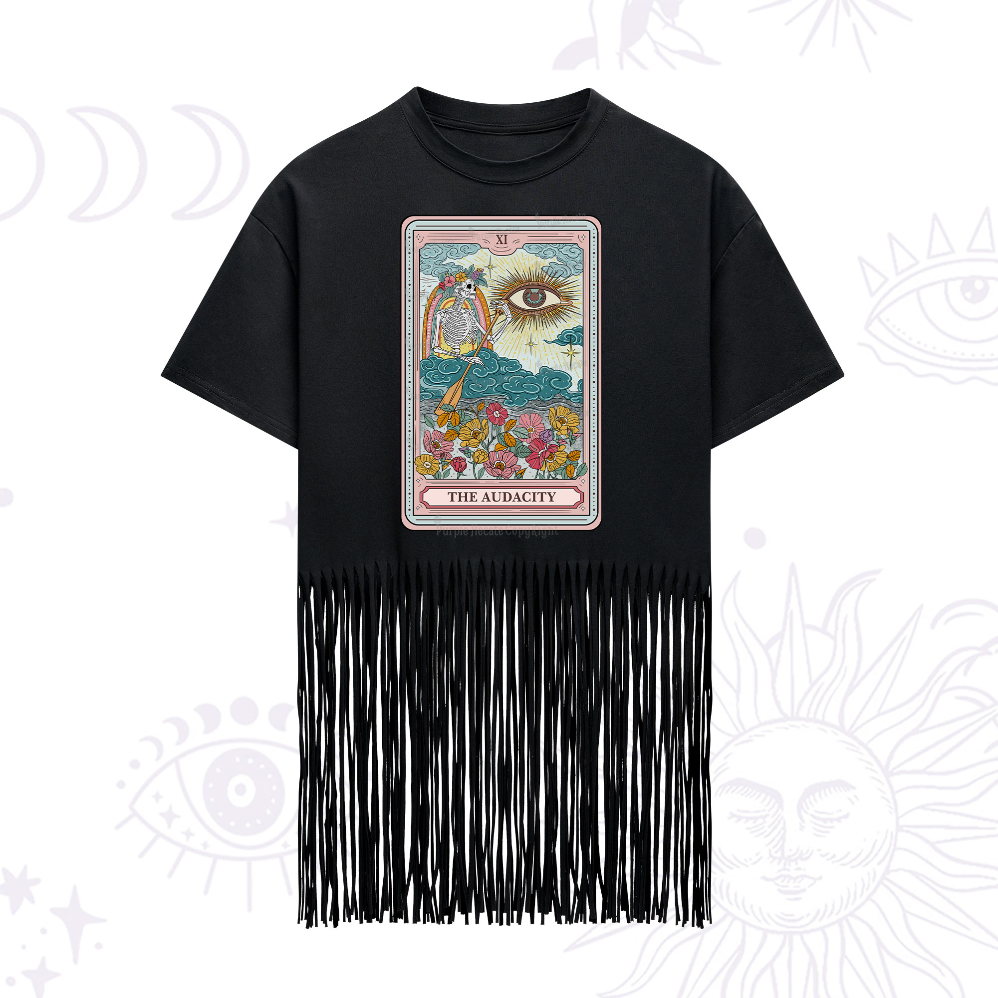 Purplehecate The Audacity Tarot Fringe Hem T-Shirt