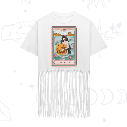 Purplehecate The Moon Goddess Tarot Fringe Hem T-Shirt