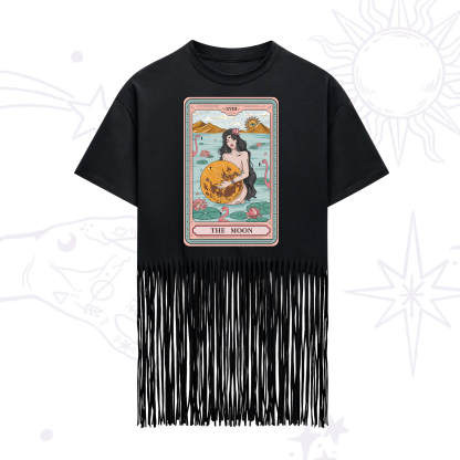 Purplehecate The Moon Goddess Tarot Fringe Hem T-Shirt