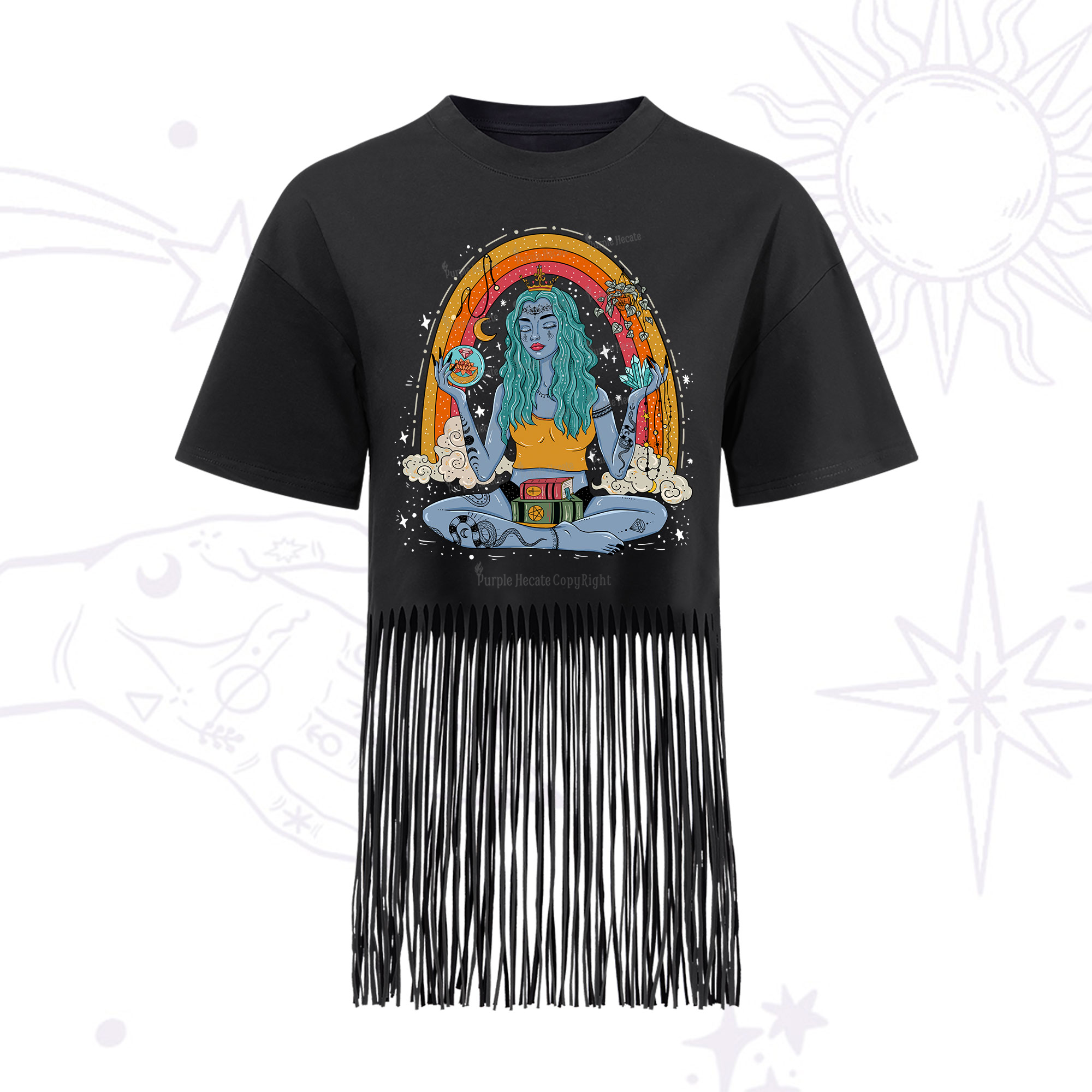 Purplehecate I'm The Queen Of All My Dreams Fringe Hem T-Shirt