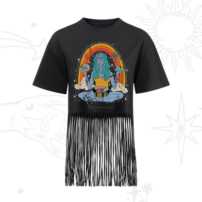 Purplehecate I'm The Queen Of All My Dreams Fringe Hem T-Shirt