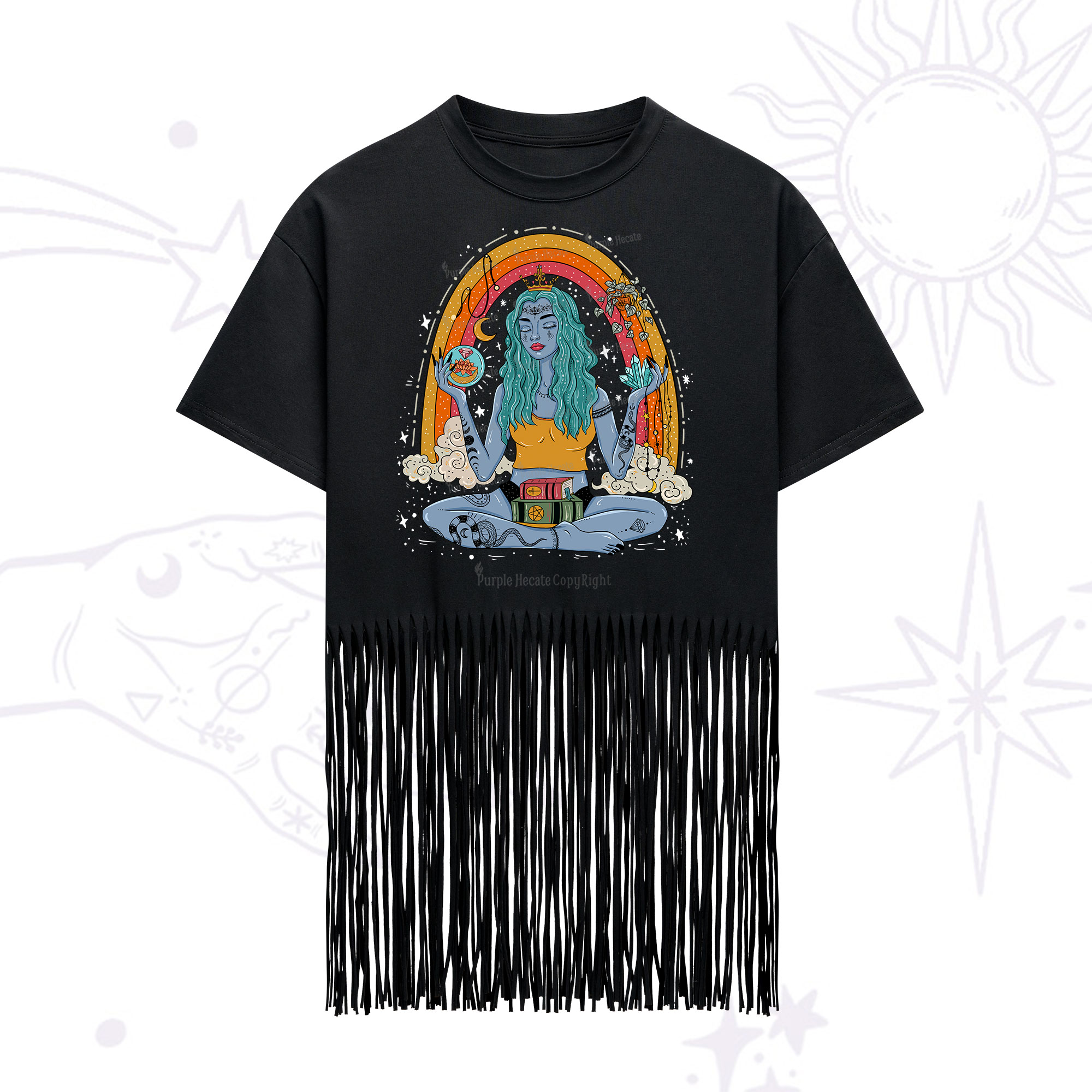 Purplehecate I'm The Queen Of All My Dreams Fringe Hem T-Shirt