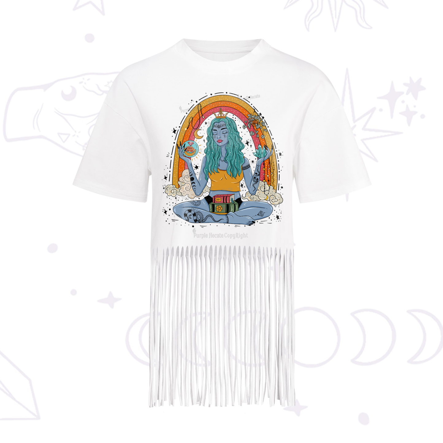 Purplehecate I'm The Queen Of All My Dreams Fringe Hem T-Shirt