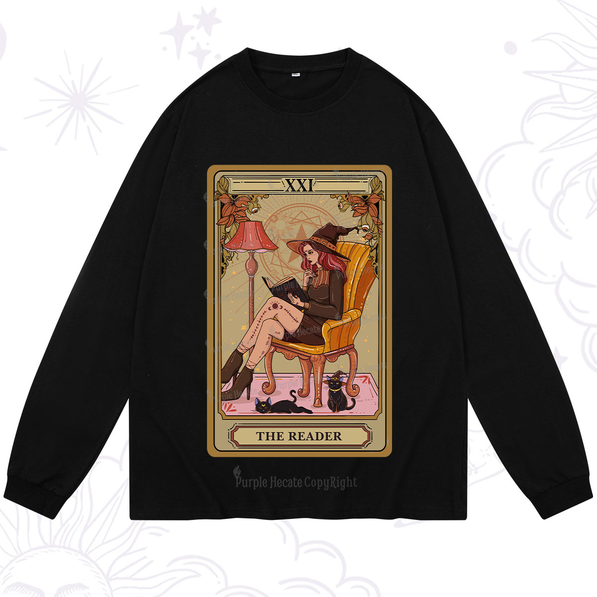 Purplehecate The Reader-Cat Mom Tarot Long Sleeve T-Shirt